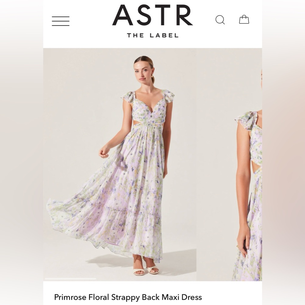 ASTR The Label: Primrose Floral Strappy Back Maxi Dress (NWT / Lavender)